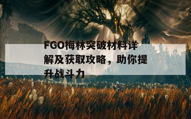 FGO梅林突破材料詳解及獲取攻略，助你提升戰(zhàn)斗力