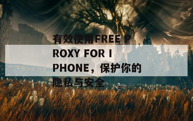 有效使用FREE PROXY FOR IPHONE，保護(hù)你的隱私與安全